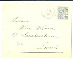 LBL26B - MONACO ALBERT Ier 25c VERT CLAIR SUR LETTRE POUR ZURICH 10/3/1899 - Storia Postale