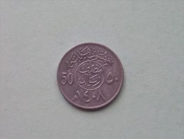 1408 / 1987 - 50 Halala / KM 64 ( Uncleaned - For Grade, Please See Photo ) ! - Arabia Saudita