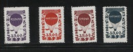 POLAND 1962 BALLOON POST STAMPS SET OF 4 NHM WARSZAWA KATOWICE SYRENA POZNAN BALLOONS FLIGHT TRANSPORT - Unused Stamps