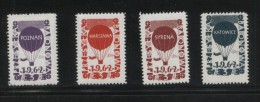 POLAND 1962 BALLOON POST STAMPS SET OF 4 NHM WARSZAWA KATOWICE SYRENA POZNAN BALLOONS FLIGHT TRANSPORT - Nuovi