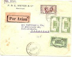 LBL26B - MARTINIQUE LETTRE AVION FORT DE FRANCE / PORT OF SPAIN (TRINIDAD) 9/10/1936 - Cartas & Documentos