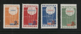 POLAND 1960 BALLOON POST STAMPS SET OF 4 NHM KATOWICE SYRENA POZNAN WARSZAWA BALLOONS FLIGHT TRANSPORT - Neufs