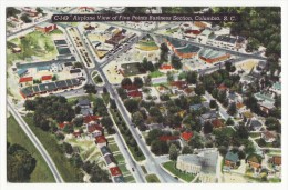 USA, Columbia SC South Carolina, Aerial View Of Five Points Business Section, C1940s Unused Vintage Postcard - Columbia