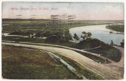 USA, St Paul MN Minnesota - Early Indian Mounds Park View - C1908 Antique Vintage Postcard - St Paul