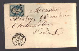 FRANCE 1854 N° 10  Obl. S/lettre PC 3537 Versailles - 1852 Luis-Napoléon