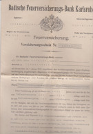 Badische Feuerversicherungs Bank Karlsruhe 1912 Assurance Contre Le Feu - Bank & Insurance