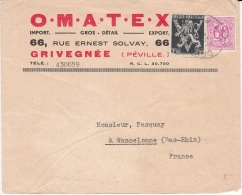 BELGIUM USED COVER 06/05/1952 COB 867A & 855 GRIVEGNEE VERS WASSELONNE FRANCE - Lettres & Documents