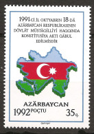 Azerbaidjan Azarbaycan  1992 N° 77 ** Indépendance, Drapeau, Couleurs Nationales, Carte, Croissant-Rouge, Caucase, Iran - Azerbaïdjan