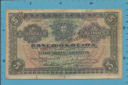 MOZAMBIQUE - 5 LIBRAS ESTERLINAS - ND (15.09.1919 ) - Pick R21 - PAGO 5.11.1942 - BANCO DA BEIRA - COMPANHIA - PORTUGAL - Mozambique