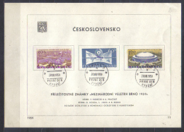 Czechoslovakia Mi 1146-1148  FIRST DAY SHEETS   Trade Fair Brno 1959 - Covers & Documents