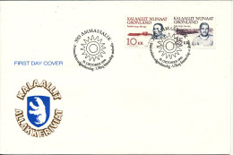 Greenland FDC 18-10-1990 High Valued 10 And 25 Kroner Frederik Lynge And Augo Lynge With Cachet - FDC