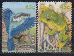 Australia Used 1999, 2v Pond Life Series, Frog, Kingfisher Eating Insect, Bird, (sample Image) - Rane