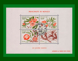 .Monaco 1989 Block 42 Mi.-Nr. 1907 - 1910 GESTEMPELT Mi. € 9,50 "Die Vier Jahreszeiten (VII)"  (B92 Gest.) - Usati