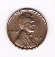 ¨ U.S.A.  1 CENT 1947 - 1909-1958: Lincoln, Wheat Ears Reverse