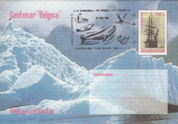 BELGICA ANTARCTIC EXPEDITION, PENGUINS, WHALE, SEALS, SHIP, COVER STATIONERY, ENTIER POSTAL, 1997, ROMANIA - Expéditions Antarctiques