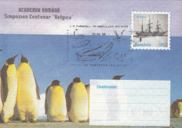 BELGICA ANTARCTIC EXPEDITION, PENGUINS, WHALE, SHIP, COVER STATIONERY, ENTIER POSTAL, 1997, ROMANIA - Spedizioni Antartiche