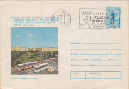 BUSS, OLYMPIC FLAME ROUTE, COVER STATIONERY, ENTIER POSTAL, 1980, ROMANIA - Bus