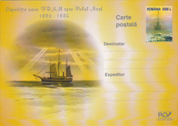 FRAM SHIP ARCTIC EXPEDITION, PC STATIONERY, ENTIER POSTAL, 2003, ROMANIA - Expediciones árticas