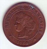 Cérès . 5 Centimes 1884 A . - 5 Centimes