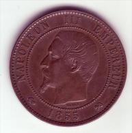 Napoléon III Tête Nue . 10 Centimes 1855 B (Ancre) . - 10 Centimes