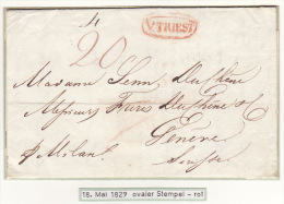 Austria Österreich Italy Triest Trieste 1829 Entire Letter Faltbrief Red Oval ´V. TRIEST´ To Geneva Switzerland (j19) - ...-1850 Préphilatélie