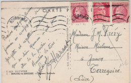 1947 - GANDON PERFORE PERFIN C.L (CREDIT LYONNAIS) Sur CP PRIVEE ! De BOURG EN BRESSE (AIN) - Covers & Documents