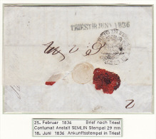 Austria Österreich Levante 1836 Entire Letter Faltbrief Konstantinopel Nach Triest Semlin Desinfektion (j34) - ...-1850 Prephilately