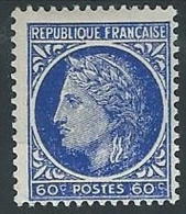 1945-47 FRANCIA CERERE CON ALLORO 60 CENT MH * - EDF139 - 1945-47 Cérès De Mazelin