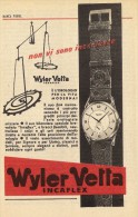 # WYLER VETTA INCAFLEX OROLOGI HORLOGERIE 1950 Italy Advert Publicitè Reklame Orologio Montre Uhr Reloj Relojo Watch - Reclamehorloges