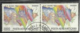 VATICANO VATIKAN VATICAN 1986 POSTA AEREA AIR MAIL VIAGGI DEL PAPA GIOVANNI PAOLO II POPE´S TRAVELS LIRE 2000 USATO USED - Aéreo