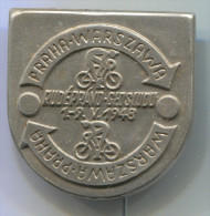 RACE PRAHA / WARSZAWA - Cycling, Bike, Bicycling, 1948, Metal, Pin, Big Badge - Radsport