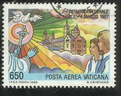 CITTA DEL VATICANO VATIKAN VATICAN1988POSTA AEREA AIR MAIL VIAGGI DEL PAPA GIOVANNI PAOLO II POPE GERMANY LIRE 650 USATO - Poste Aérienne