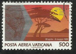 VATICANO VATIKAN VATICAN 1990 POSTA AEREA AIR MAIL VIAGGI DEL PAPA GIOVANNI PAOLO II POPE´S TRAVELS LIRE 500 USATO USED - Poste Aérienne