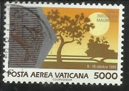 VATICANO VATIKAN VATICAN 1990 POSTA AEREA AIR MAIL VIAGGI DEL PAPA GIOVANNI PAOLO II POPE´S TRAVELS LIRE 5000 USATO USED - Posta Aerea