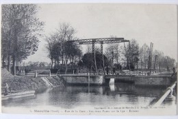 Merville (59 Nord), Rue De La Gare, Les Deux Ponts Sur La Lys, L'écluse, Carte Postale Ancienne. - Merville