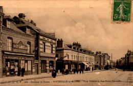 76-SOTTEVILLE LES ROUEN...PLACE VOLTAIRE ET RUE PIERRE CORNEILLE.....CPA ANIMEE - Sotteville Les Rouen