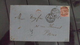 GB Great British Cover 1860 To Paris / France - Ohne Zuordnung