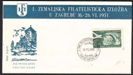Yugoslavia 1951, Illustrated Cover "1st Philatelic Exibition In Zagreb" W./ Special Postmark "Zagreb" ,ref.bbzg - Cartas & Documentos