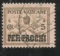 VATICANO VATIKAN VATICAN 1931 PACCHI POSTALI PARCEL POST CONCILIAZIONE SOPRASTAMPATO CENT. 5 USATO USED - Paketmarken