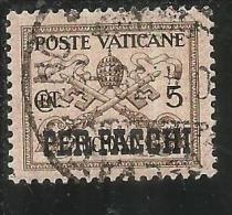 CITTÀ DEL VATICANO VATIKAN VATICAN CITY 1931 PACCHI POSTALI PARCEL POST CONCILIAZIONE SOPRASTAMPATO CENT. 5c USATO USED - Pacchi Postali