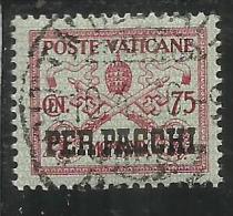 VATICANO VATIKAN VATICAN 1931 PACCHI POSTALI PARCEL POST CONCILIAZIONE SOPRASTAMPATO CENT. 75 USATO USED - Parcel Post