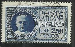 VATICANO VATIKAN VATICAN 1931 PACCHI POSTALI PARCEL POST CONCILIAZIONE ESPRESSO SOPRASTAMPATO LIRE 2,50 USATO USED - Colis Postaux