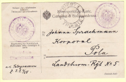 Austria Österreich Triest Trieste 1914 Korrespondenzkarte Dienstsache K.K. Statthalterei Nach Pola (j62) - ...-1850 Vorphilatelie