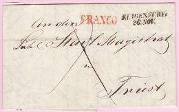 Austria Österreich Triest Trieste 1848 Incoming Mail Faltbrief Entire Letter FRANCO Aus Klagenfurt (j67) - ...-1850 Prefilatelía