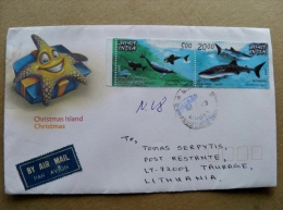 Cover Sent From India To Lithuania On 2013 Animals Fauna Marine Mammals Dolphin Whale Shark 2009 - Covers & Documents