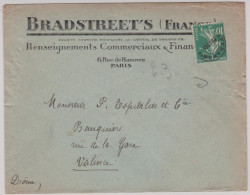 ENVELOPPE COMMERCIALE PRE-OBLITÉRÉE  (BRADSTREET'S) De PARIS - 1906-38 Säerin, Untergrund Glatt