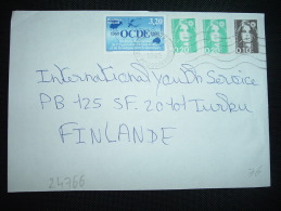 LETTRE POUR LA FINLANDE TP OCDE 3,20F + BRIAT 0,20F X2 + 0,10F OBL.MEC. 4-11-1993 PARIS AUTEUIL (75) - Lettres & Documents