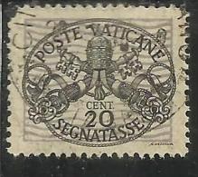 VATICANO VATIKAN VATICAN 1945 SEGNATASSE TAXES DUE TASSE TRIREGNO E CHIAVI DECUSSATE CENT. 20 USATO USED - Segnatasse