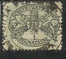 VATICANO VATIKAN VATICAN 1945 SEGNATASSE TAXES DUE TASSE TRIREGNO E CHIAVI DECUSSATE LIRE 1 USATO USED - Segnatasse