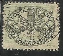 VATICANO VATIKAN VATICAN 1945 SEGNATASSE TAXES DUE TASSE TRIREGNO E CHIAVI DECUSSATE LIRE 1 USATO USED - Segnatasse